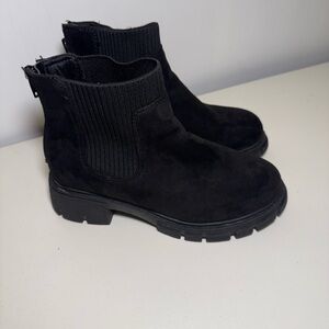Girls Black Faux Leather Ankle Boots